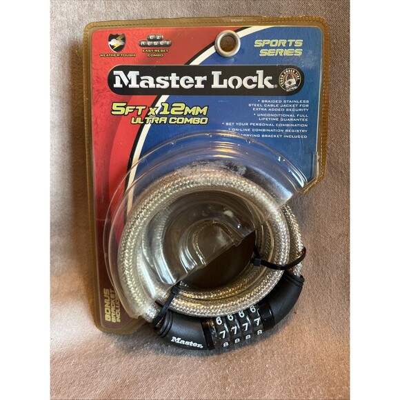 VTG New Old Stock 2004 Master Lock Combination Bike Lock 5 ft Ultra Combo - Picture 1 of 5